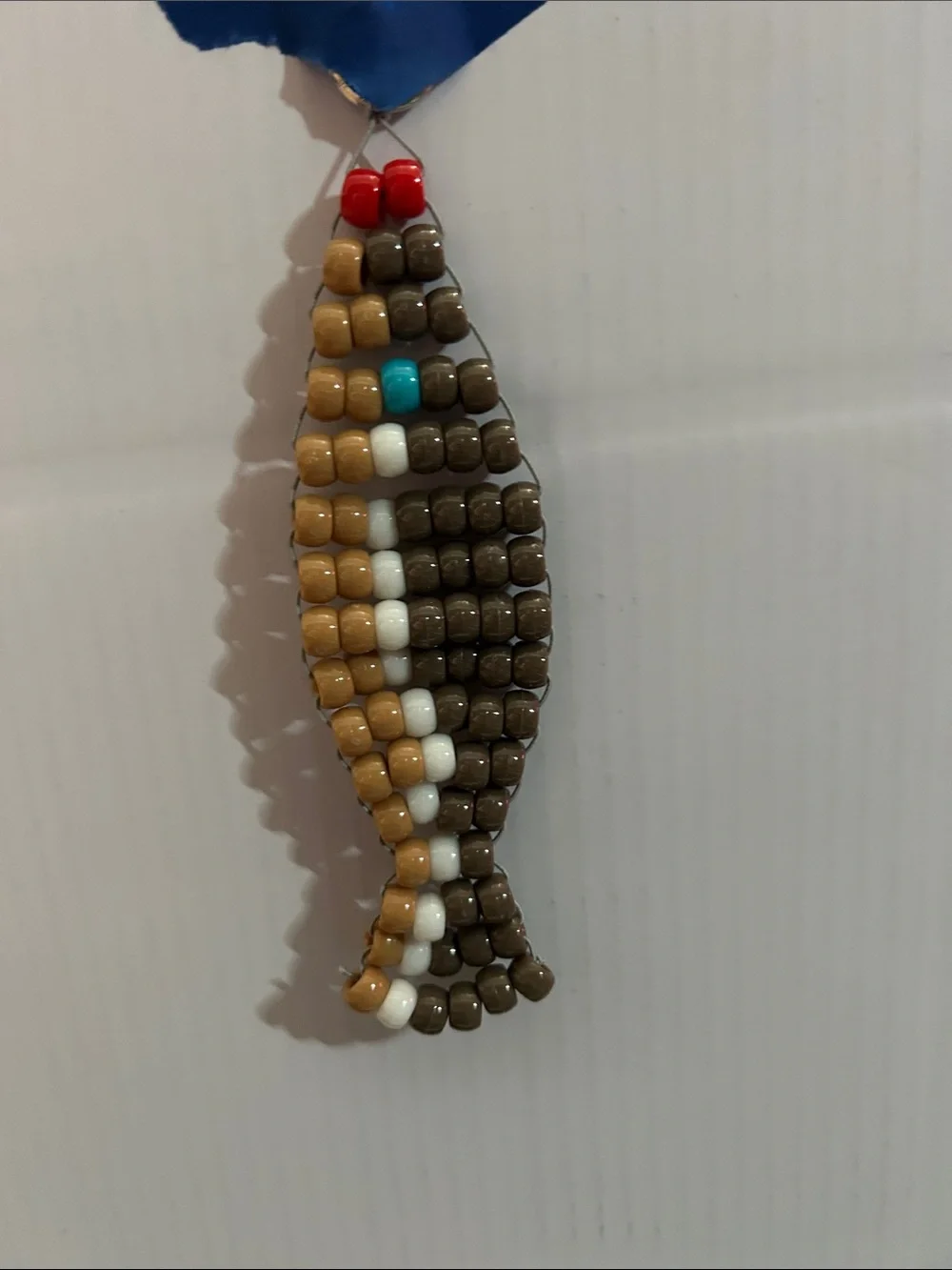 Beaded Fish Keychain Charm - Green & Brown